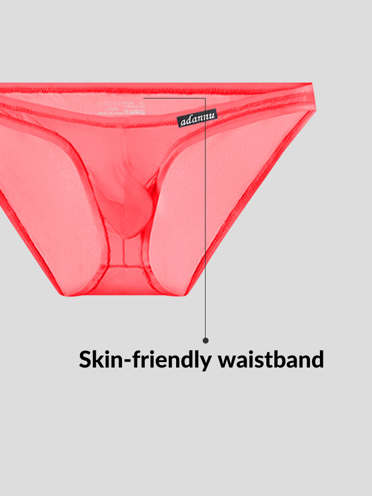 Men's Sheer Low-Rise Bikini with Contoured Pouch | dmunderwear detail image 5