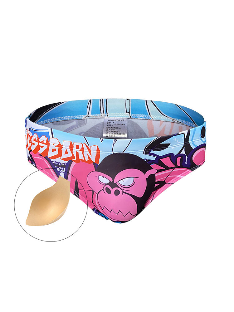 Men's 3D Pouch Trendy Cartoon Swim Briefs | dmunderwear detail image 2