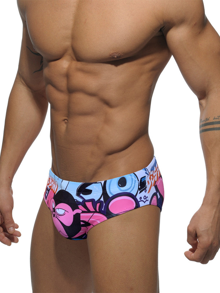 Men's 3D Pouch Trendy Cartoon Swim Briefs | dmunderwear detail image 5