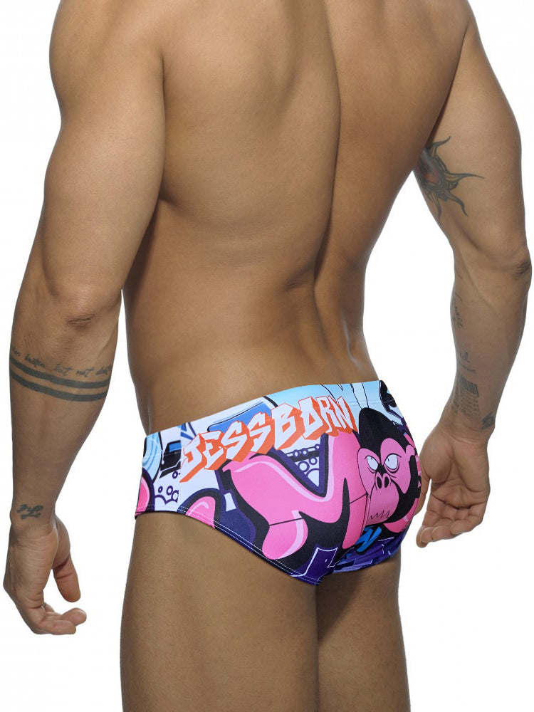 Men's 3D Pouch Trendy Cartoon Swim Briefs | dmunderwear detail image 6