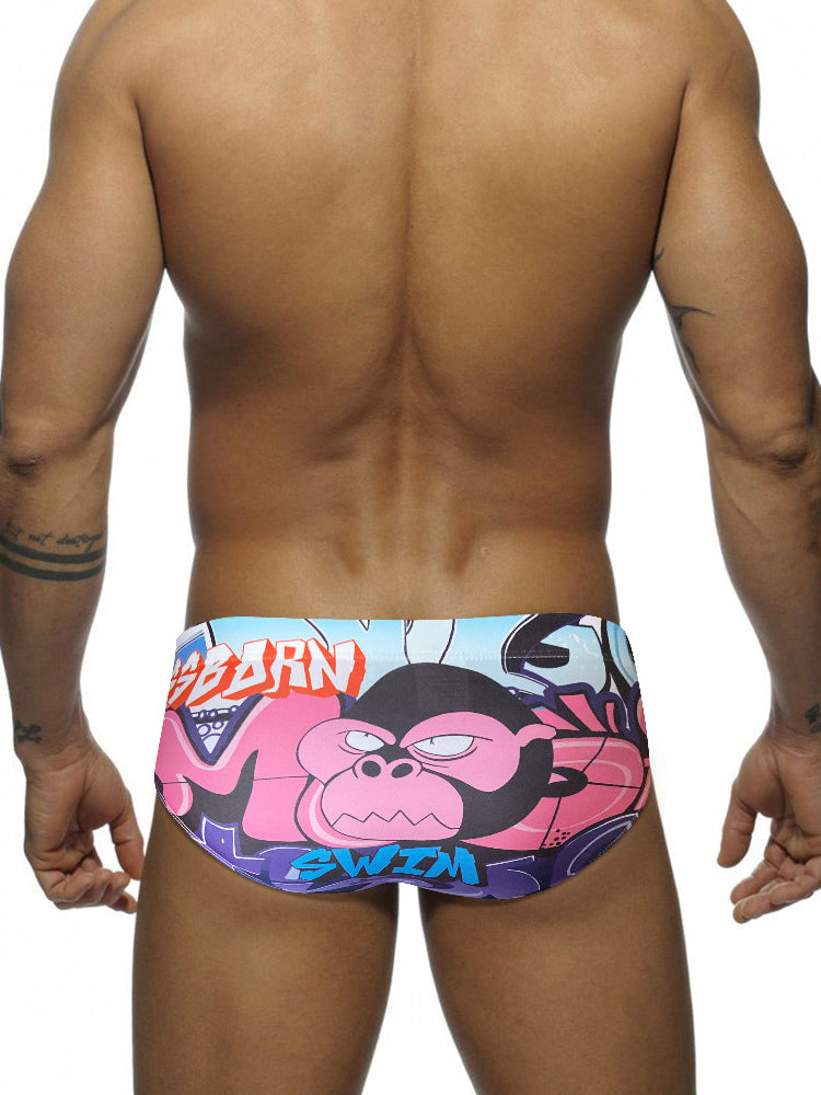 Men's 3D Pouch Trendy Cartoon Swim Briefs | dmunderwear detail image 7