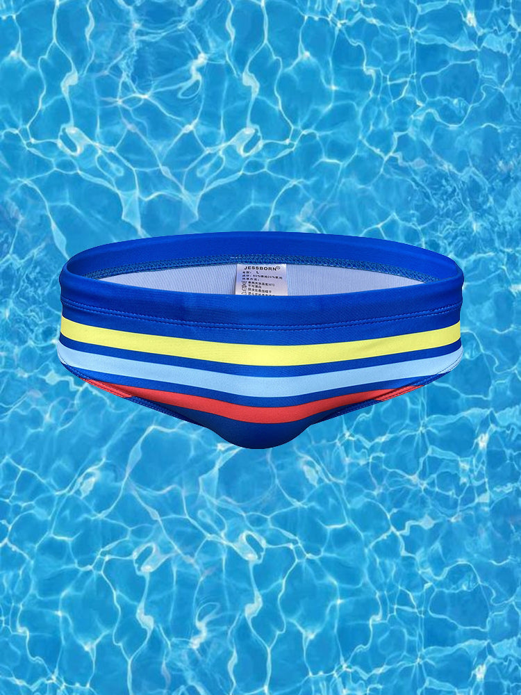 Men's 4-Way Stretch Perfect Fit Colorful Striped Swim Briefs | dmunderwear