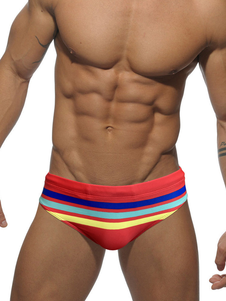 Men's 4-Way Stretch Perfect Fit Colorful Striped Swim Briefs | dmunderwear detail image 11