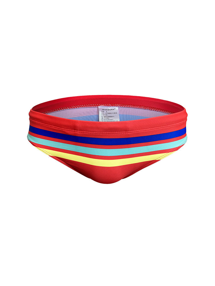 Men's 4-Way Stretch Perfect Fit Colorful Striped Swim Briefs | dmunderwear detail image 12