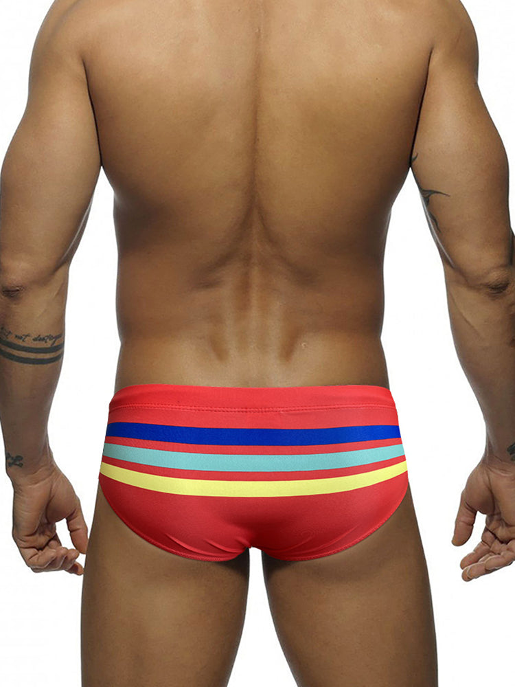 Men's 4-Way Stretch Perfect Fit Colorful Striped Swim Briefs | dmunderwear detail image 14