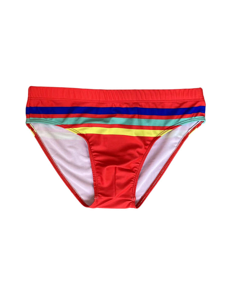 Men's 4-Way Stretch Perfect Fit Colorful Striped Swim Briefs | dmunderwear detail image 15