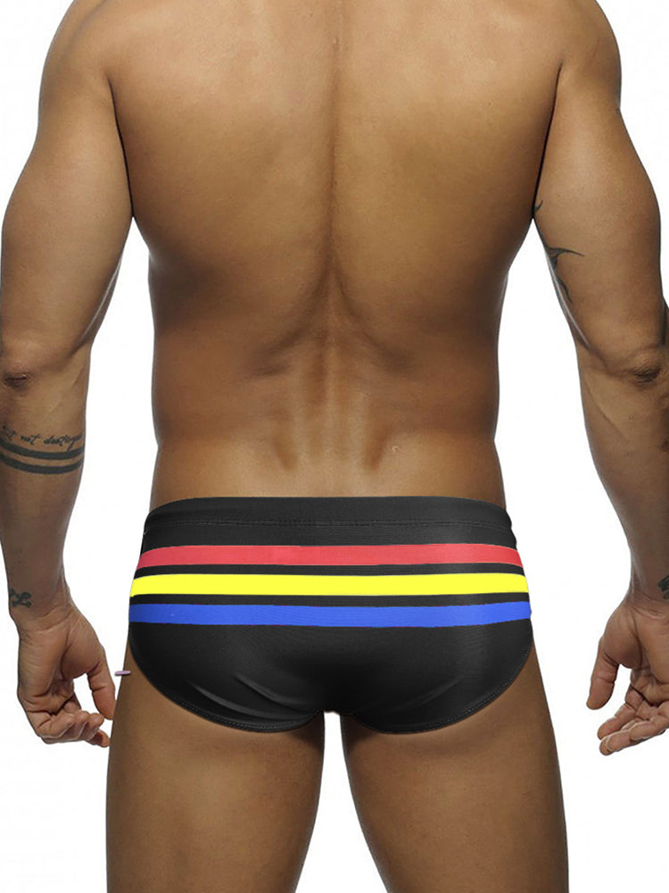 Men's 4-Way Stretch Perfect Fit Colorful Striped Swim Briefs | dmunderwear detail image 20