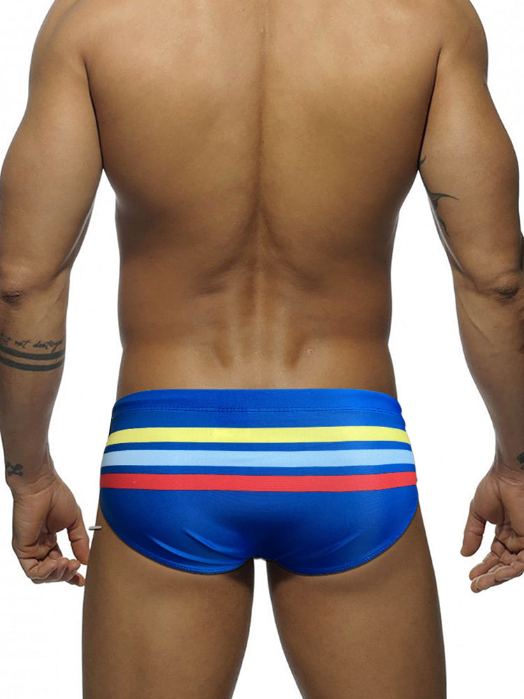 Men's 4-Way Stretch Perfect Fit Colorful Striped Swim Briefs | dmunderwear detail image 6