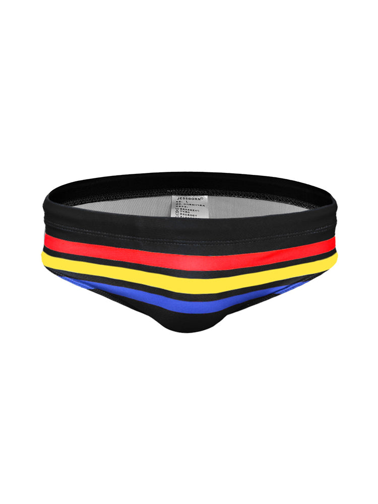 Men's 4-Way Stretch Perfect Fit Colorful Striped Swim Briefs | dmunderwear detail image 7