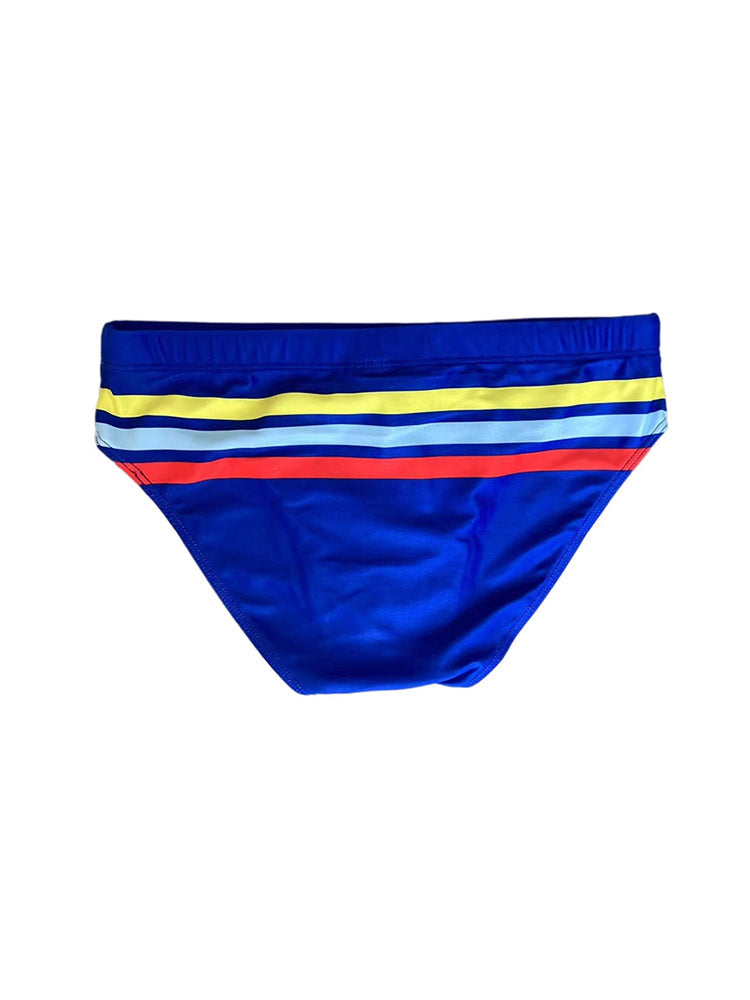 Men's 4-Way Stretch Perfect Fit Colorful Striped Swim Briefs | dmunderwear detail image 9