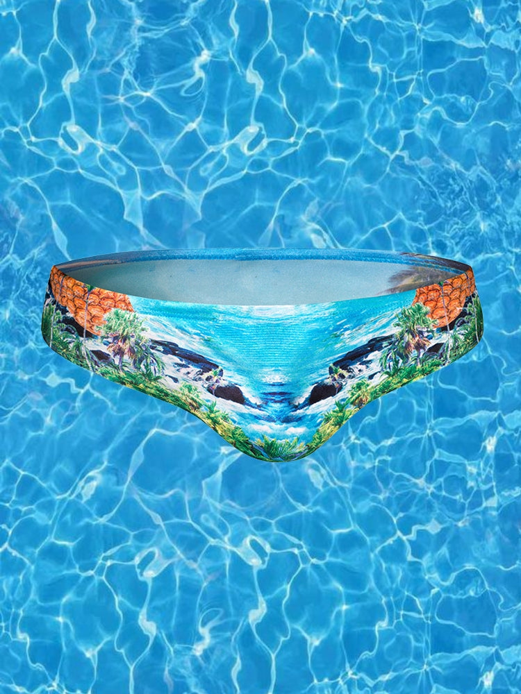 Men's Anti-Chafing Stretch Fabric Bold Prints Quick-Dry Swim Briefs | dmunderwear