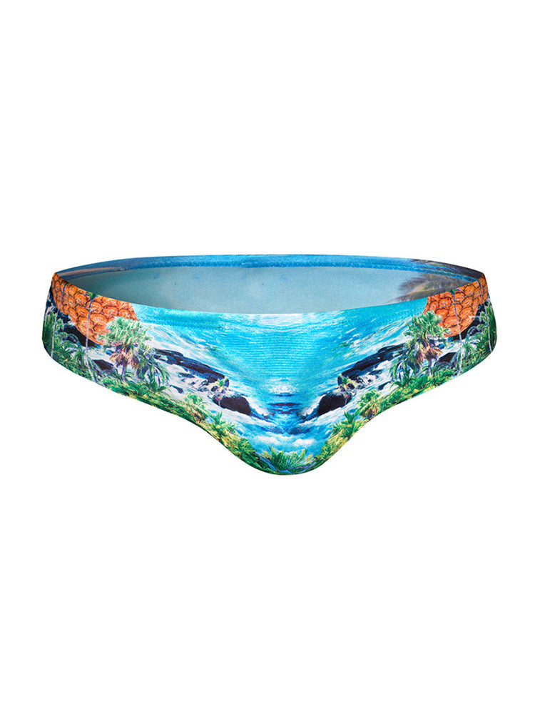 Men's Anti-Chafing Stretch Fabric Bold Prints Quick-Dry Swim Briefs | dmunderwear detail image 2