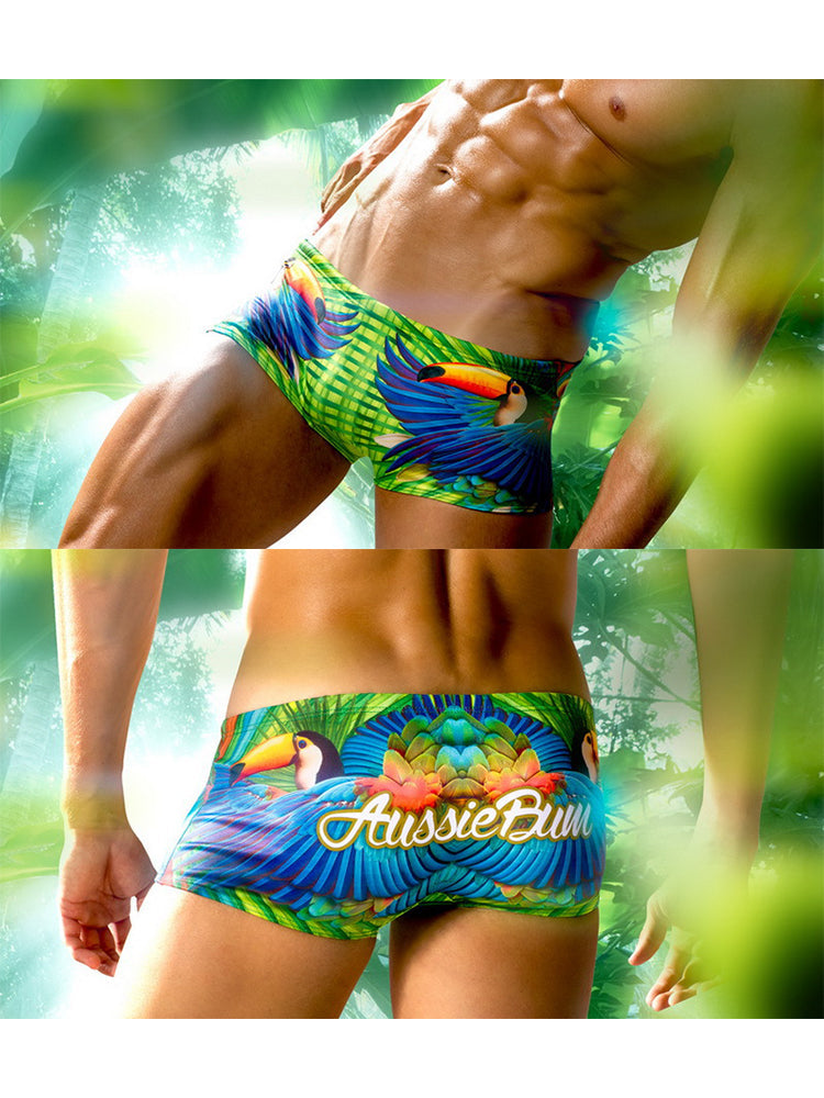 Men's Anti-Chafing Stretch Fabric Bold Prints Quick-Dry Swim Briefs | dmunderwear detail image 3