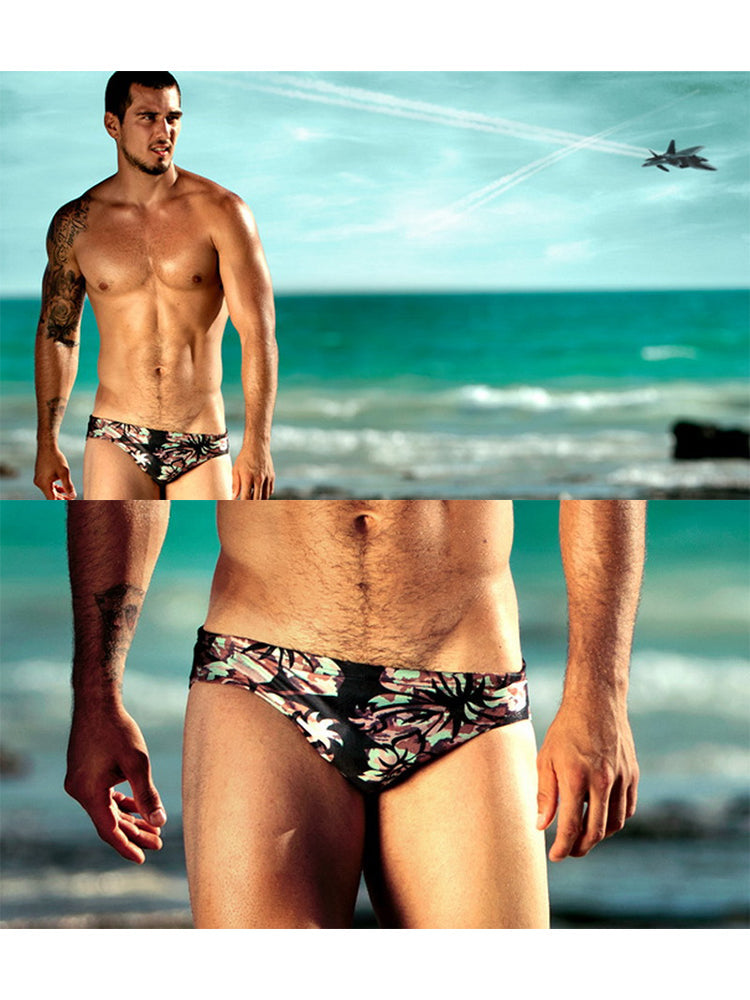 Men's Anti-Chafing Stretch Fabric Bold Prints Quick-Dry Swim Briefs | dmunderwear detail image 5