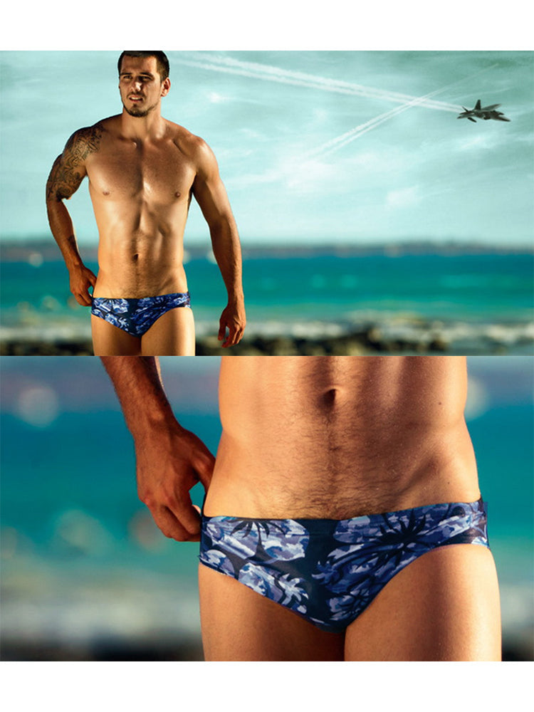 Men's Anti-Chafing Stretch Fabric Bold Prints Quick-Dry Swim Briefs | dmunderwear detail image 6
