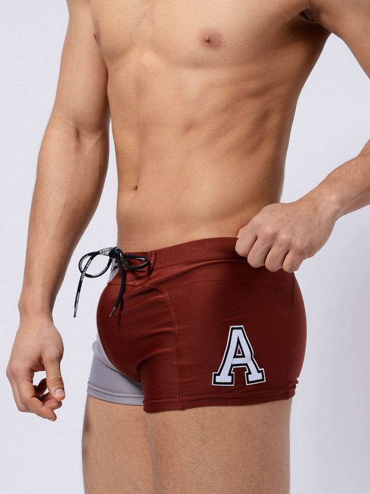 Men's Anti-Odor Bold Prints Stretch Fit Color-Blocked Swim Trunks | dmunderwear detail image 15