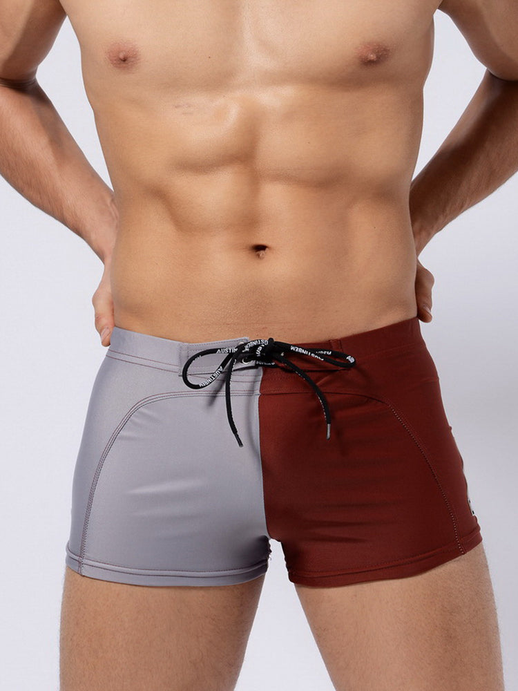 Men's Anti-Odor Bold Prints Stretch Fit Color-Blocked Swim Trunks | dmunderwear detail image 18