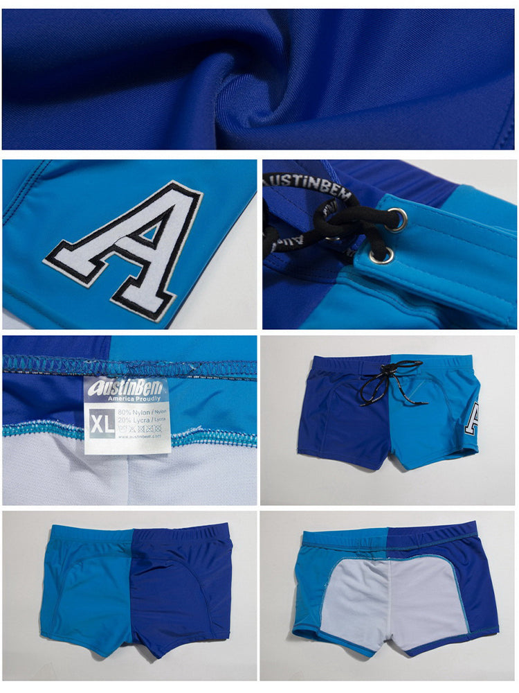Men's Anti-Odor Bold Prints Stretch Fit Color-Blocked Swim Trunks | dmunderwear detail image 19