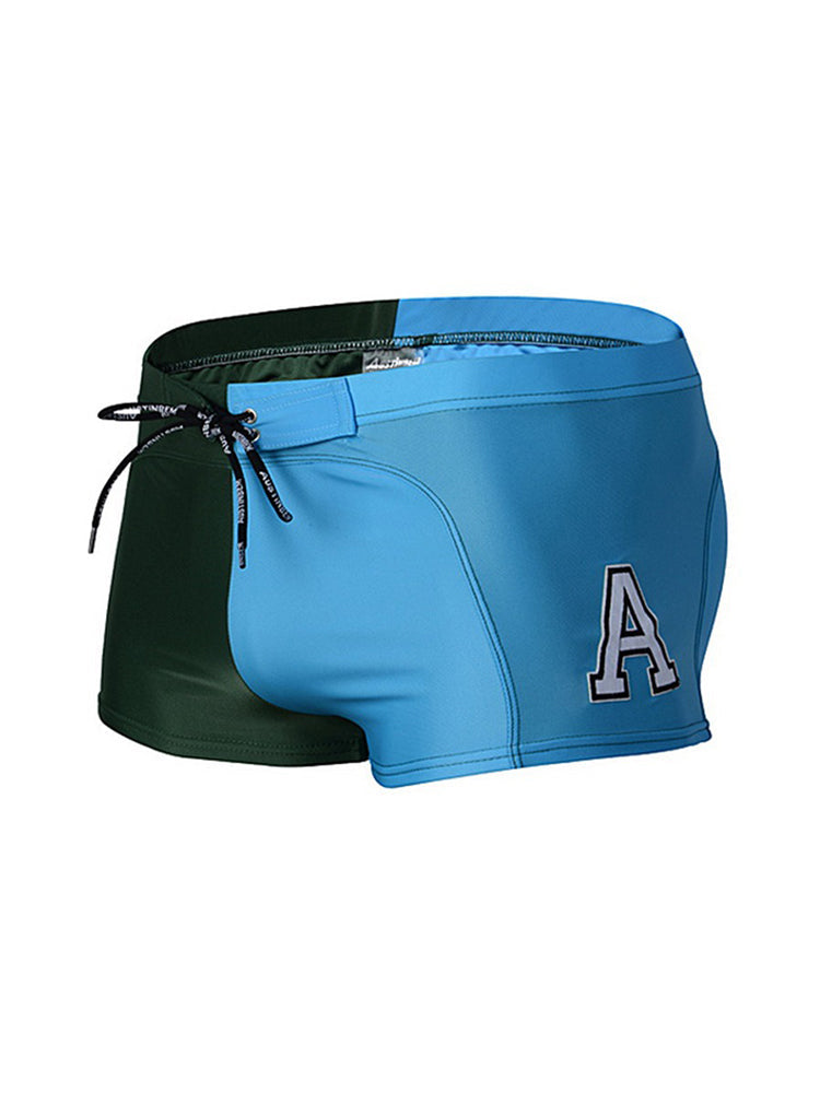 Men's Anti-Odor Bold Prints Stretch Fit Color-Blocked Swim Trunks | dmunderwear detail image 2