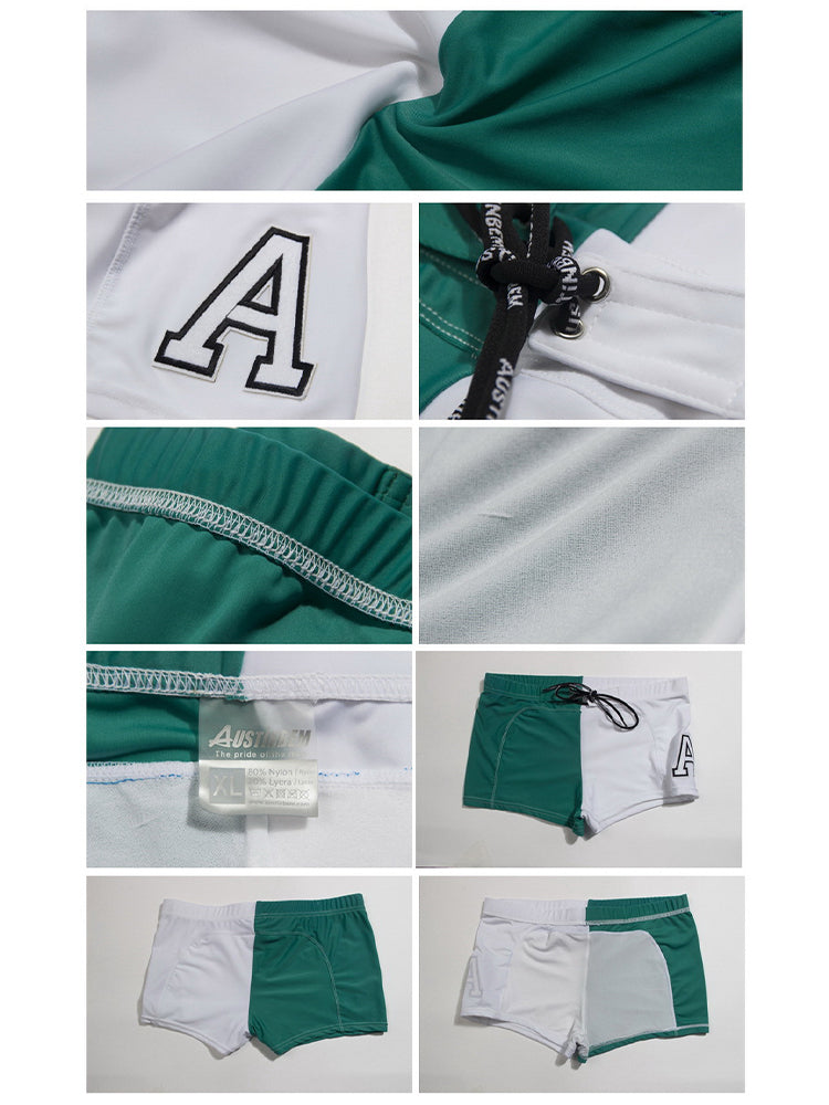 Men's Anti-Odor Bold Prints Stretch Fit Color-Blocked Swim Trunks | dmunderwear detail image 20