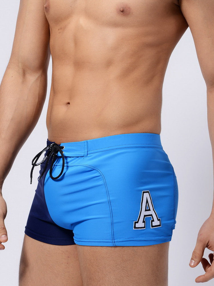 Men's Anti-Odor Bold Prints Stretch Fit Color-Blocked Swim Trunks | dmunderwear detail image 4