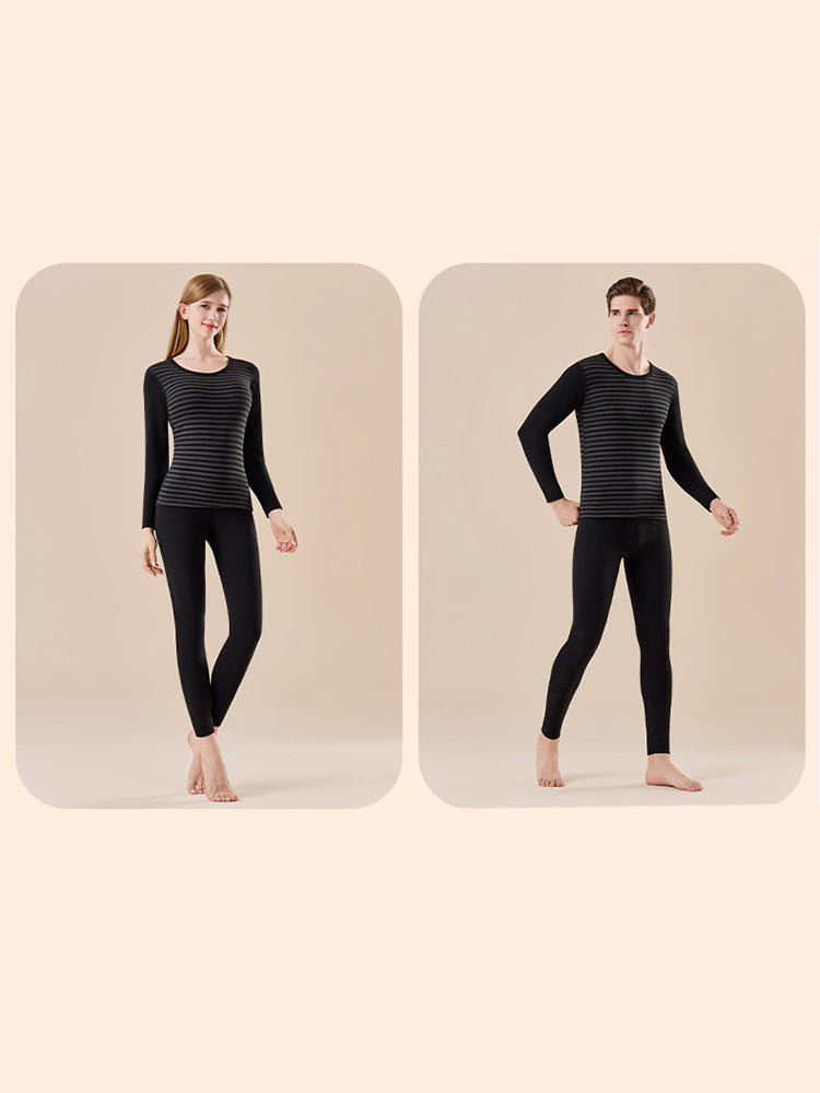 Men's Antibacterial Thickened Brushed Slimming Horizontal Stripe Design Thermal Sets | dmunderwear detail image 15