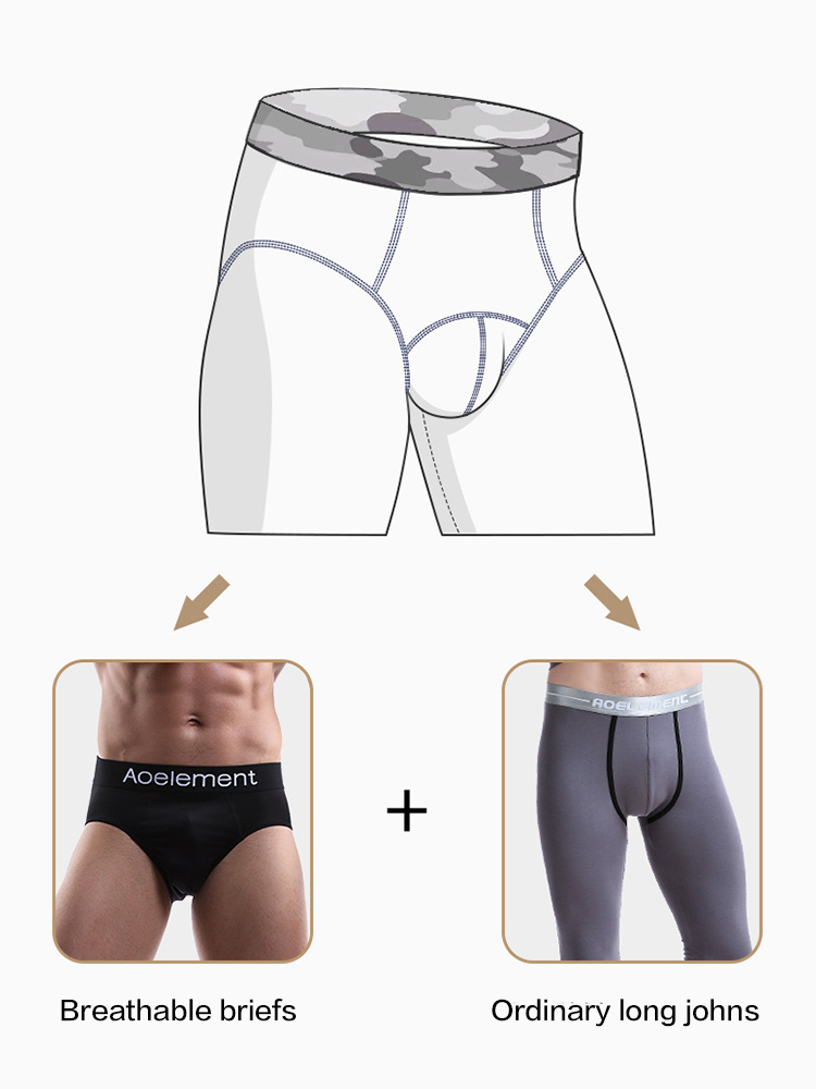 Men's Autumn Johns Underwear 2 in 1 Design Warm Polyester Tights | dmunderwear detail image 4