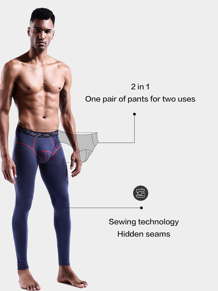 Men's Autumn Johns Underwear 2 in 1 Design Warm Polyester Tights | dmunderwear detail image 8
