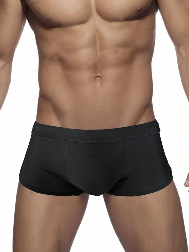 Men's Black Sheer Mesh Expanded Pouch Swim Shorts & Trunks | dmunderwear detail image 2