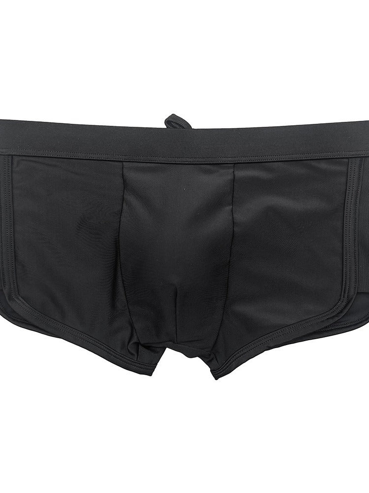 Men's Black Sheer Mesh Expanded Pouch Swim Shorts & Trunks | dmunderwear detail image 5