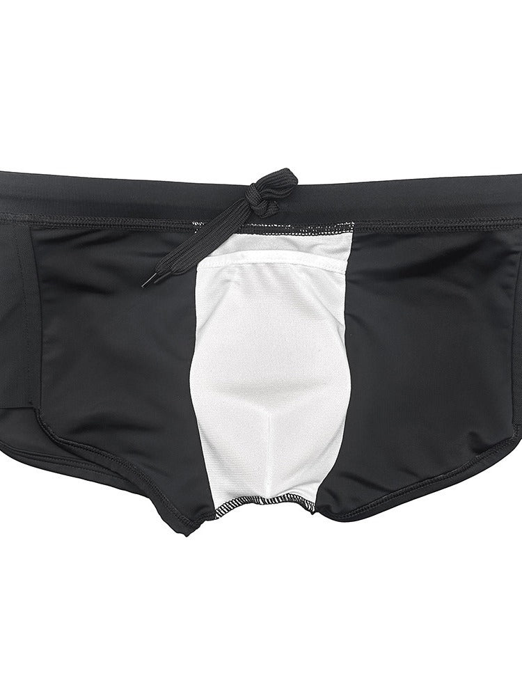 Men's Black Sheer Mesh Expanded Pouch Swim Shorts & Trunks | dmunderwear detail image 6
