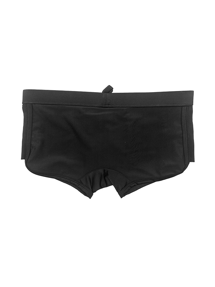 Men's Black Sheer Mesh Expanded Pouch Swim Shorts & Trunks | dmunderwear detail image 7