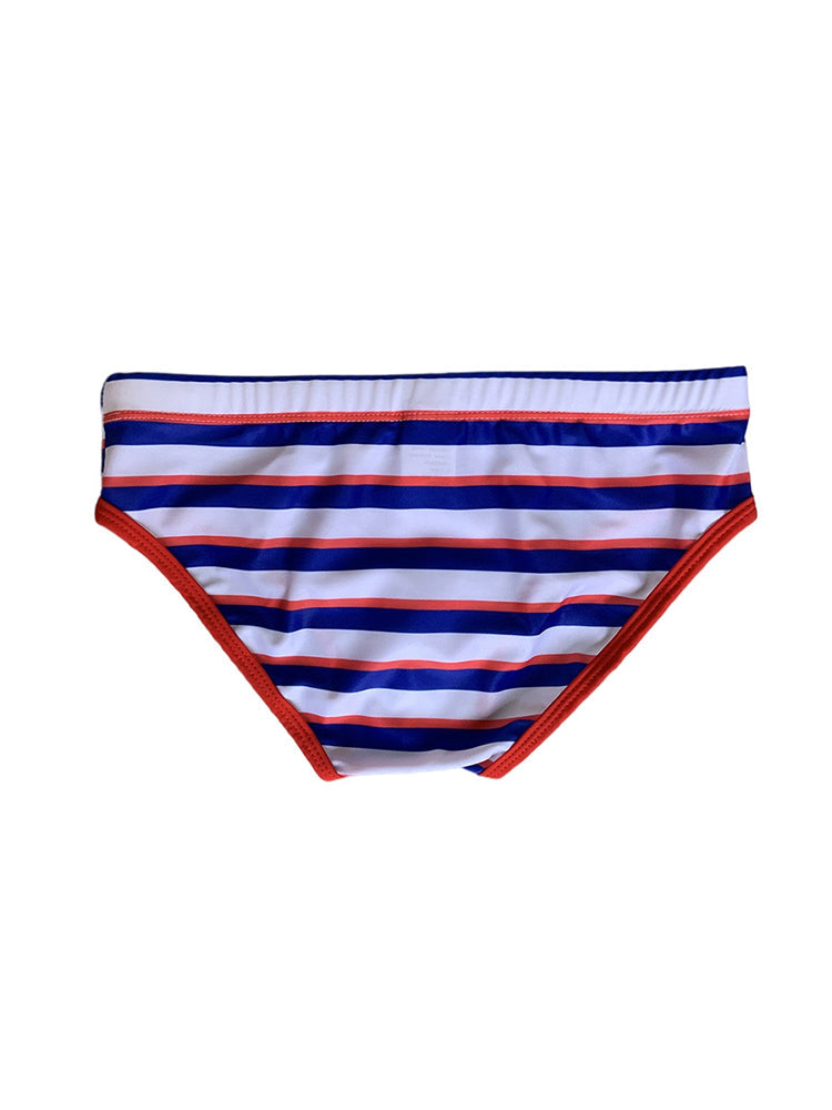 Men's Blue & White Striped Comfy Waistband Swim Briefs | dmunderwear detail image 9