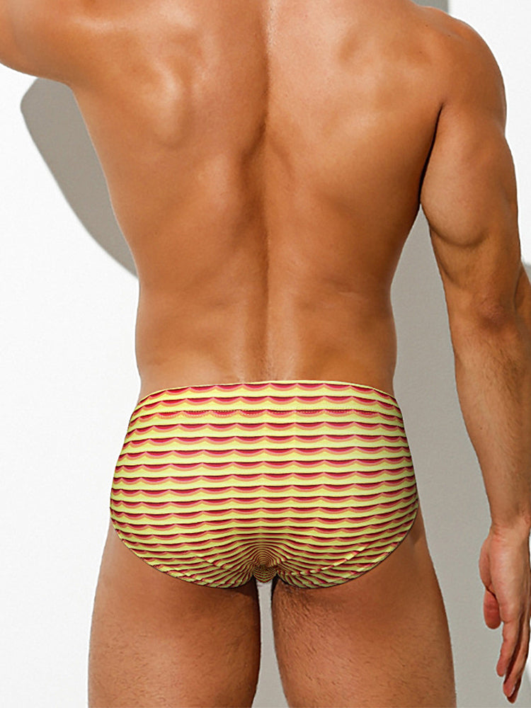 Men's Bold Prints Antibacterial Low-Rise Swim Briefs | dmunderwear detail image 17