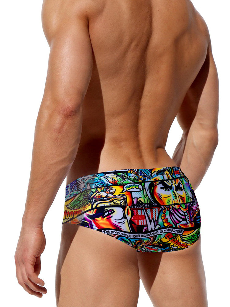 Men's Bold Prints Full Coverage Eco-Friendly Swim Trunks | dmunderwear detail image 6