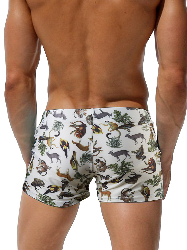 Men's Bold Prints Quick-Dry Fabric Seamless Comfort Swim Shorts & Trunks | dmunderwear detail image 14