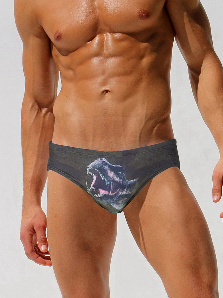 Men's Bold Prints Sporty Cut Anti-Chafing UV Protection Swim Briefs | dmunderwear detail image 10