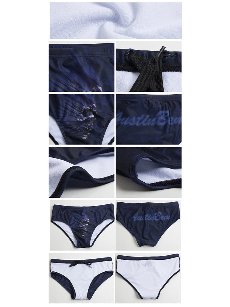 Men's Bold Prints Sporty Cut Anti-Chafing UV Protection Swim Briefs | dmunderwear detail image 19