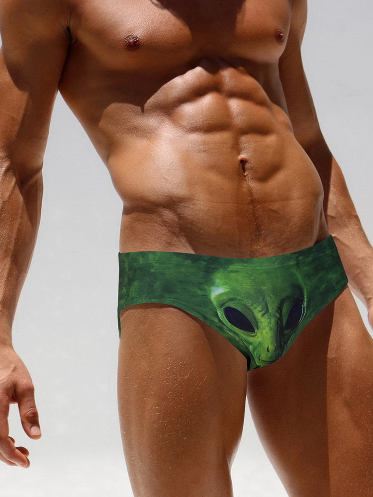Men's Bold Prints Sporty Cut Anti-Chafing UV Protection Swim Briefs | dmunderwear detail image 3
