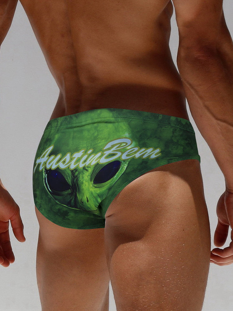 Men's Bold Prints Sporty Cut Anti-Chafing UV Protection Swim Briefs | dmunderwear detail image 4