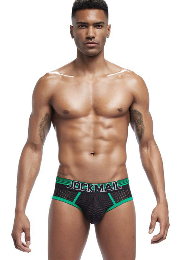 2 Pack Men's Breathable Mesh Luminous U-Pouch Briefs | dmunderwear detail image 13