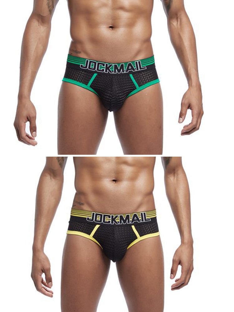 2 Pack Men's Breathable Mesh Luminous U-Pouch Briefs | dmunderwear detail image 14
