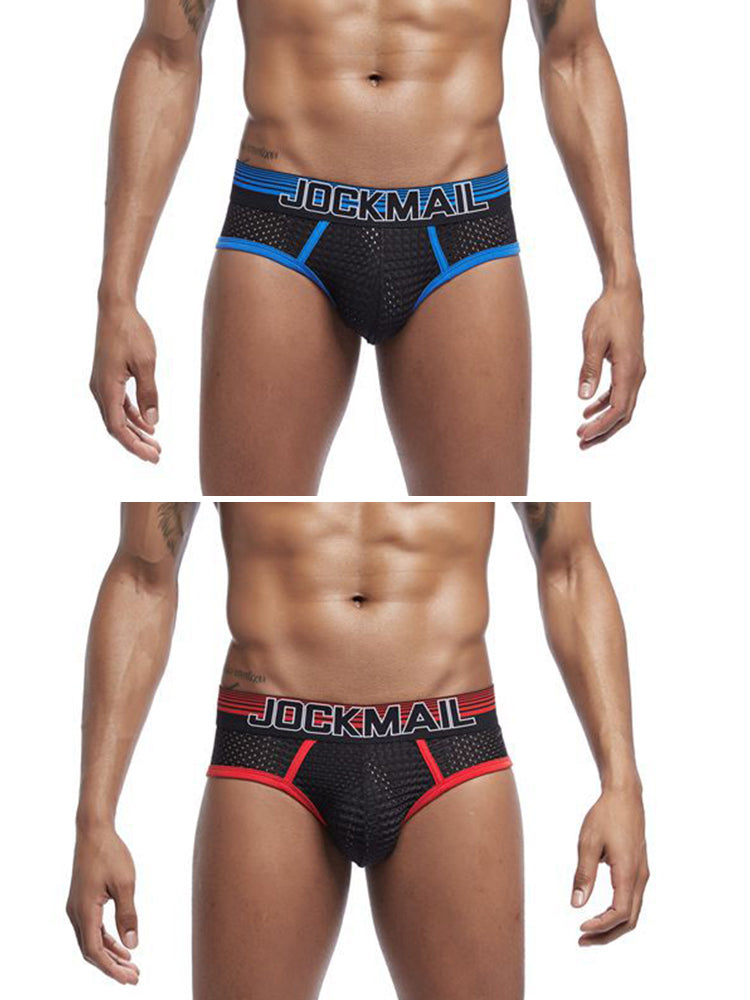 2 Pack Men's Breathable Mesh Luminous U-Pouch Briefs | dmunderwear detail image 20