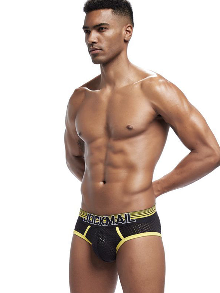 2 Pack Men's Breathable Mesh Luminous U-Pouch Briefs | dmunderwear detail image 3