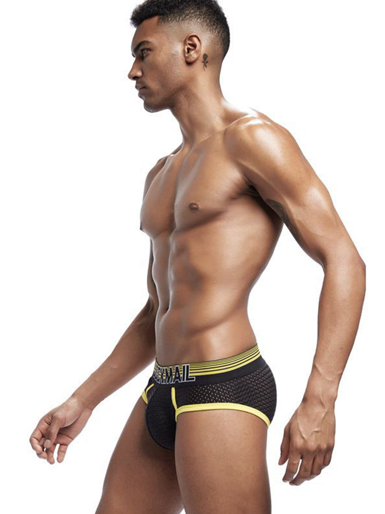 2 Pack Men's Breathable Mesh Luminous U-Pouch Briefs | dmunderwear detail image 4