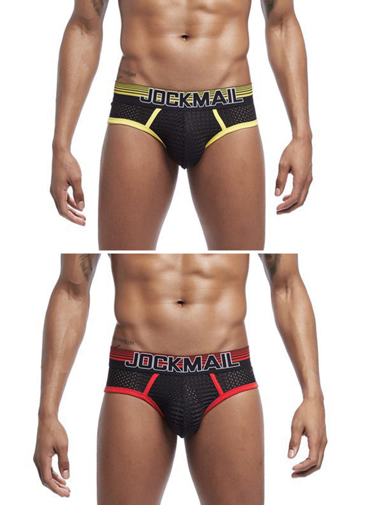 2 Pack Men's Breathable Mesh Luminous U-Pouch Briefs | dmunderwear detail image 8