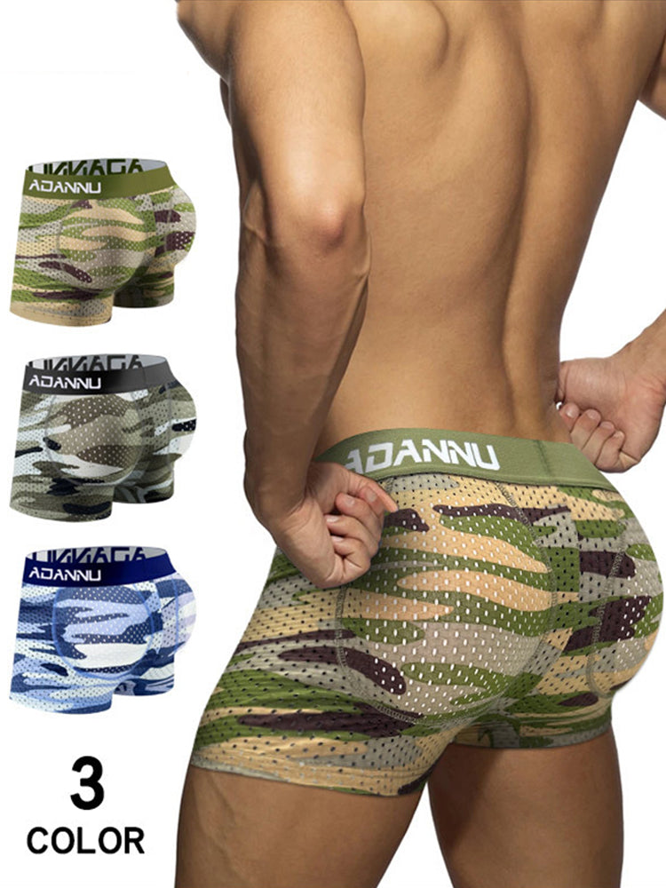 Men's Camouflage Removable Hip Pad Boxer Briefs | dmunderwear