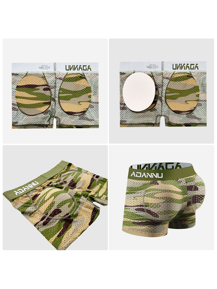 Men's Camouflage Removable Hip Pad Boxer Briefs | dmunderwear detail image 6