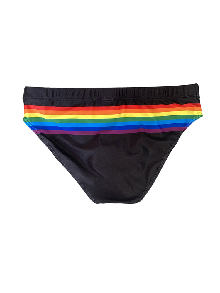 Men's Colorful Striped Stretch Fit Comfy Waistband Swim Briefs | dmunderwear detail image 16