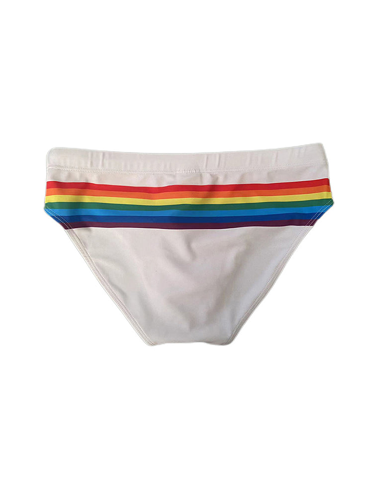 Men's Colorful Striped Stretch Fit Comfy Waistband Swim Briefs | dmunderwear detail image 9